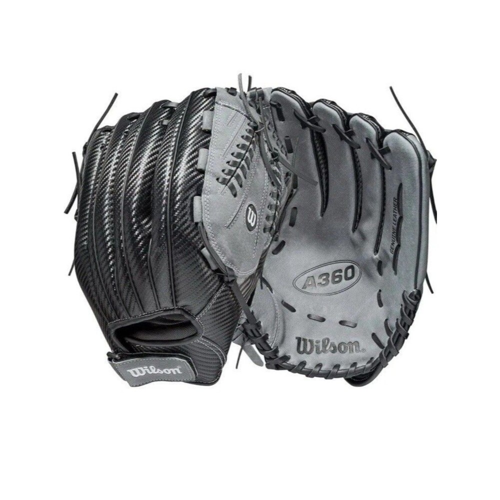 Wilson 2021 A360 SP13 13'' Slowpitch Softball Glove Right Hand Throw, Black Gray